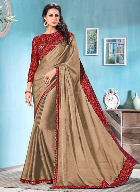Beige Colour STYLEWELL FLORENCIYA Heavy Festive Wear Moss Chiffon Embroidered Designer Stylish Saree Collection 1003